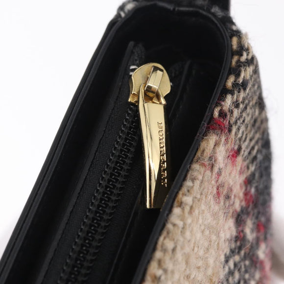 BURBERRY Nova Check Shoulder Bag Wool Brown Gold Auth 207874A
