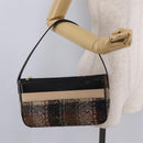 BURBERRY Nova Check Shoulder Bag Wool Brown Gold Auth 207874A-22