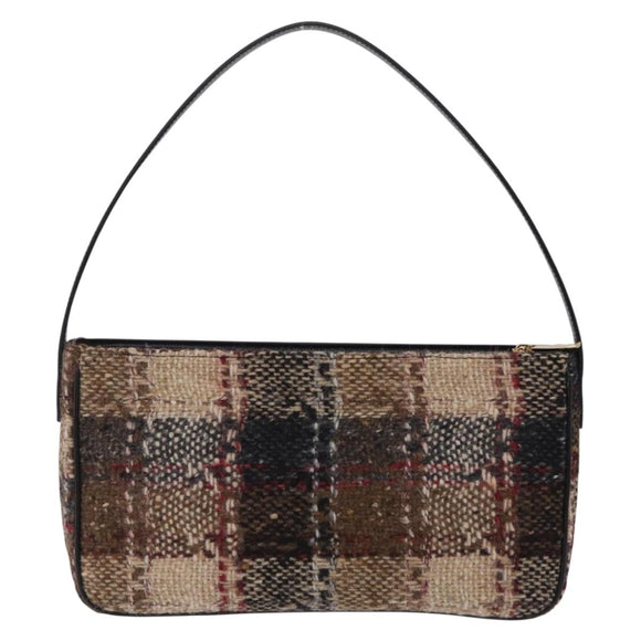 BURBERRY Nova Check Shoulder Bag Wool Brown Gold Auth 207874A