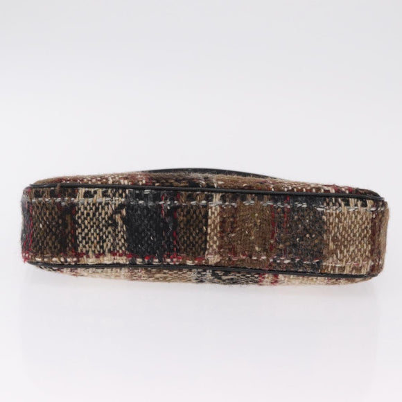 BURBERRY Nova Check Shoulder Bag Wool Brown Gold Auth 207874A