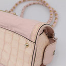 VERSACE Chain Tote Bag Leather Pink Gold Auth 207875M-10