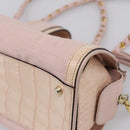 VERSACE Chain Tote Bag Leather Pink Gold Auth 207875M-12