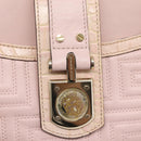 VERSACE Chain Tote Bag Leather Pink Gold Auth 207875M-15