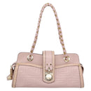 VERSACE Chain Tote Bag Leather Pink Gold Auth 207875M-2