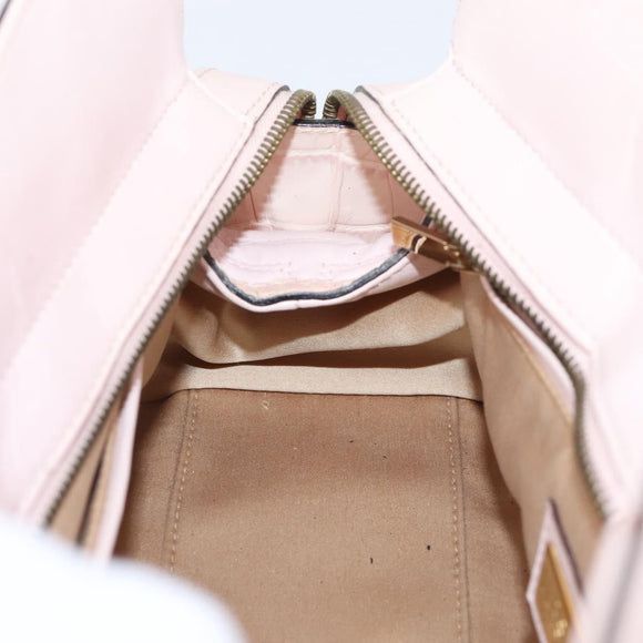 VERSACE Chain Tote Bag Leather Pink Gold Auth 207875M