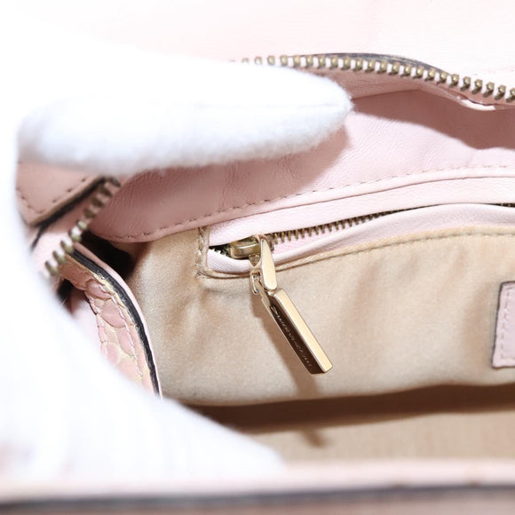 VERSACE Chain Tote Bag Leather Pink Gold Auth 207875M