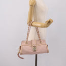 VERSACE Chain Tote Bag Leather Pink Gold Auth 207875M-23