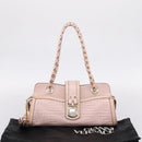 VERSACE Chain Tote Bag Leather Pink Gold Auth 207875M-24