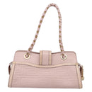 VERSACE Chain Tote Bag Leather Pink Gold Auth 207875M-3