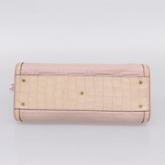 VERSACE Chain Tote Bag Leather Pink Gold Auth 207875M