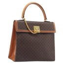 CELINE Macadam Hand Bag PVC Brown Gold Tone Auth 207876V-1