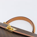 CELINE Macadam Hand Bag PVC Brown Gold Tone Auth 207876V-15