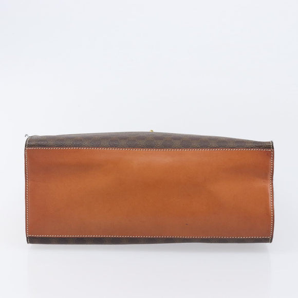 CELINE Macadam Hand Bag PVC Brown Gold Tone Auth 207876V