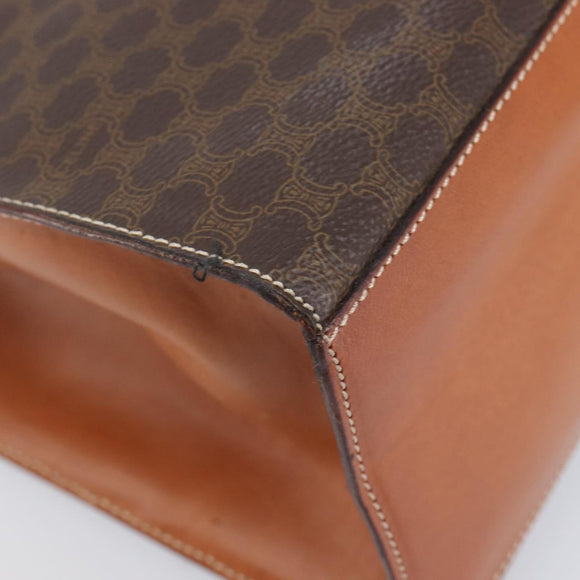 CELINE Macadam Hand Bag PVC Brown Gold Tone Auth 207876V