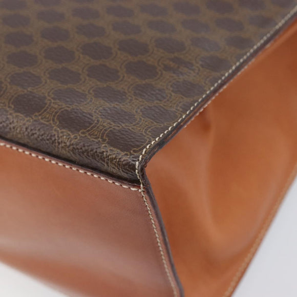 CELINE Macadam Hand Bag PVC Brown Gold Tone Auth 207876V