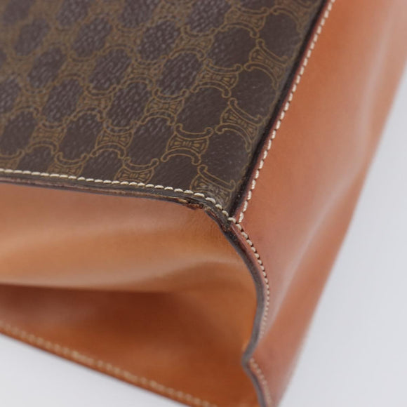 CELINE Macadam Hand Bag PVC Brown Gold Tone Auth 207876V