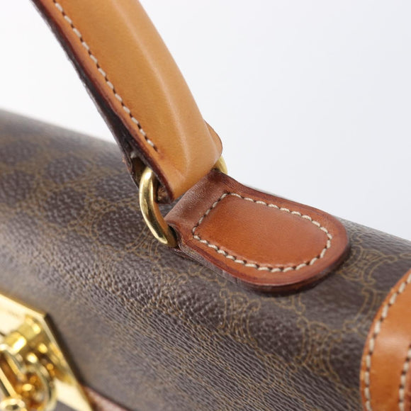 CELINE Macadam Hand Bag PVC Brown Gold Tone Auth 207876V