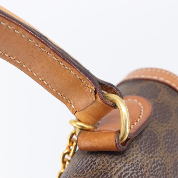 CELINE Macadam Hand Bag PVC Brown Gold Tone Auth 207876V