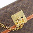 CELINE Macadam Hand Bag PVC Brown Gold Tone Auth 207876V-22