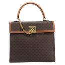 CELINE Macadam Hand Bag PVC Brown Gold Tone Auth 207876V-13