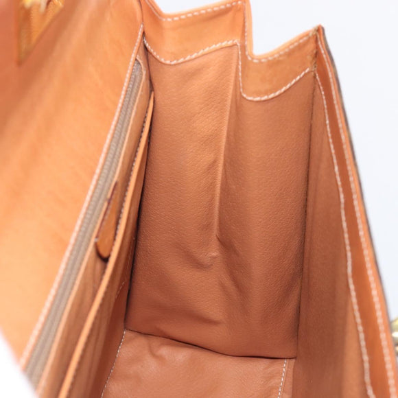 CELINE Macadam Hand Bag PVC Brown Gold Tone Auth 207876V