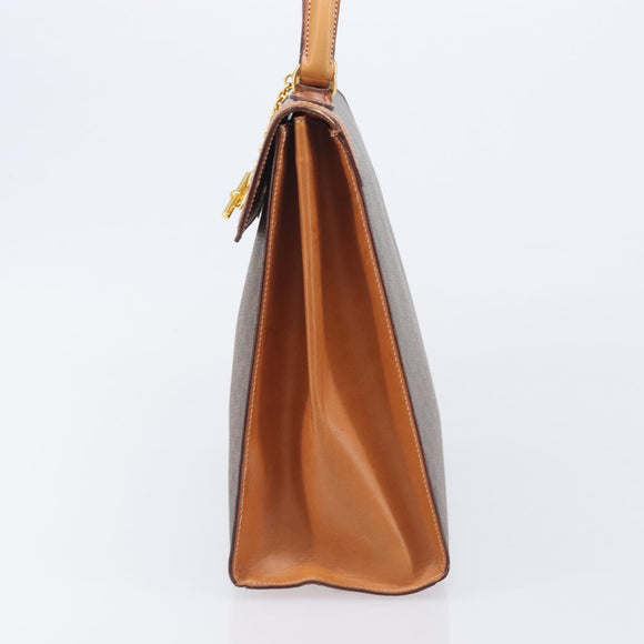 CELINE Macadam Hand Bag PVC Brown Gold Tone Auth 207876V