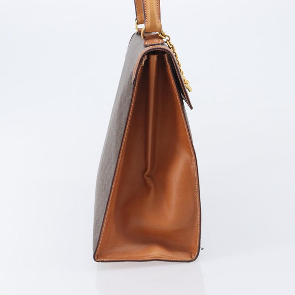 CELINE Macadam Hand Bag PVC Brown Gold Tone Auth 207876V