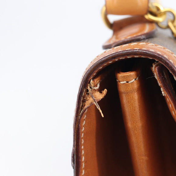 CELINE Macadam Hand Bag PVC Brown Gold Tone Auth 207876V