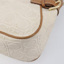 Salvatore Ferragamo Gancini Accessory Pouch PVC Leather Ivory Silver Auth 207879-11