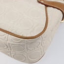 Salvatore Ferragamo Gancini Accessory Pouch PVC Leather Ivory Silver Auth 207879-13