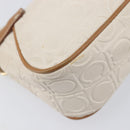 Salvatore Ferragamo Gancini Accessory Pouch PVC Leather Ivory Silver Auth 207879-14