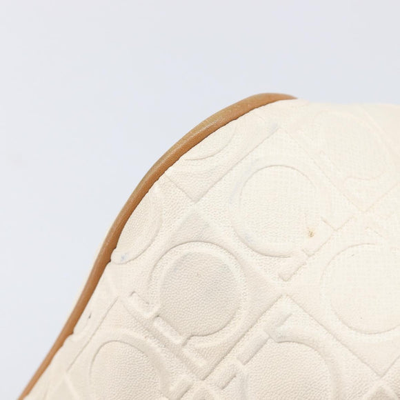 Salvatore Ferragamo Gancini Accessory Pouch PVC Leather Ivory Silver Auth 207879