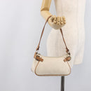 Salvatore Ferragamo Gancini Accessory Pouch PVC Leather Ivory Silver Auth 207879-23