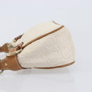 Salvatore Ferragamo Gancini Accessory Pouch PVC Leather Ivory Silver Auth 207879-5