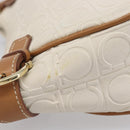 Salvatore Ferragamo Gancini Accessory Pouch PVC Leather Ivory Silver Auth 207879-6