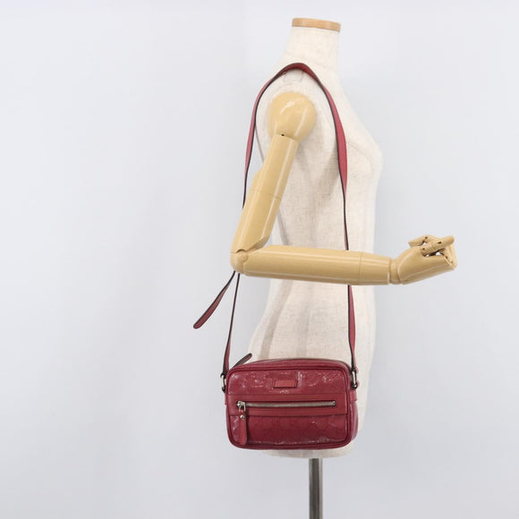 GUCCI GG Crystal Shoulder Bag PVC Red Silver 201447 Auth 207882A