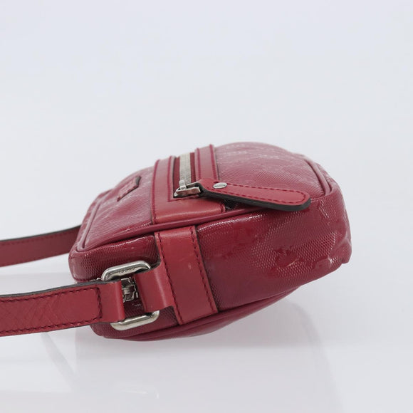 GUCCI GG Crystal Shoulder Bag PVC Red Silver 201447 Auth 207882A
