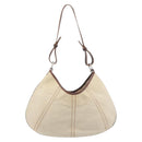 BURBERRY Blue Label Shoulder Bag Canvas Ivory Silver Auth 207885A-2