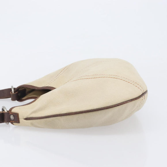 BURBERRY Blue Label Shoulder Bag Canvas Ivory Silver Auth 207885A