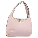 Valentino Rock Studs Hand Bag Leather Pink Gold Auth 207886V-1