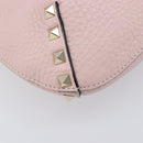 Valentino Rock Studs Hand Bag Leather Pink Gold Auth 207886V-13