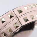 Valentino Rock Studs Hand Bag Leather Pink Gold Auth 207886V-15