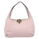 Valentino Rock Studs Hand Bag Leather Pink Gold Auth 207886V-2