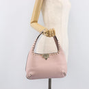 Valentino Rock Studs Hand Bag Leather Pink Gold Auth 207886V-24