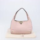 Valentino Rock Studs Hand Bag Leather Pink Gold Auth 207886V-25