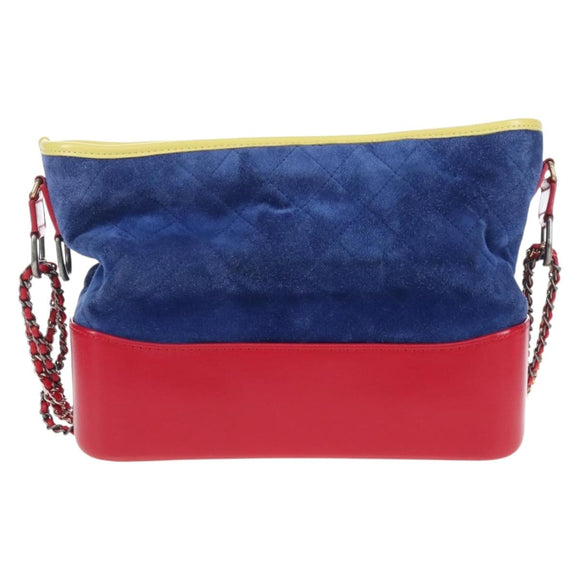 CHANEL Matelasse Chain Shoulder Bag Suede Multicolor Gold CC Auth 207887M