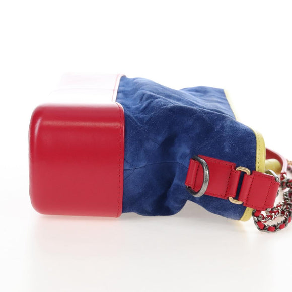 CHANEL Matelasse Chain Shoulder Bag Suede Multicolor Gold CC Auth 207887M