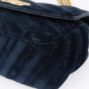 Balenciaga BB Round Chain Shoulder Bag Velor Navy Gold Auth 207889M-9