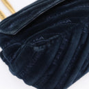 Balenciaga BB Round Chain Shoulder Bag Velor Navy Gold Auth 207889M-14