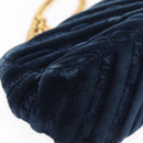 Balenciaga BB Round Chain Shoulder Bag Velor Navy Gold Auth 207889M-16
